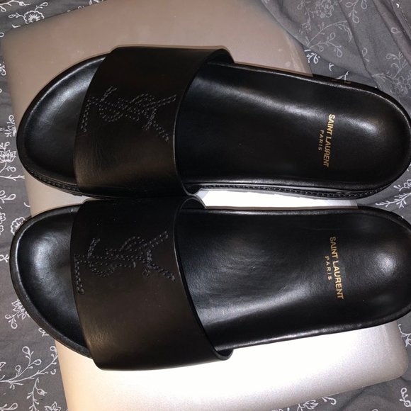 Saint Laurent - Jimmy Leather Slides - Picture 5 of 8